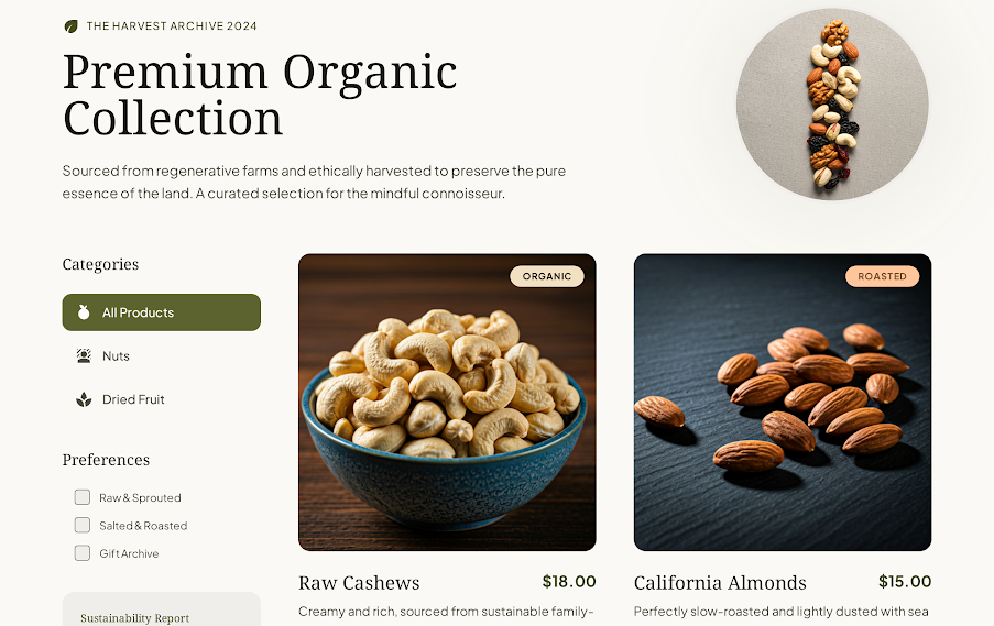 Screenshot of Nuts Ecommerce project